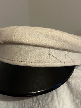 Ruslan Baginskiy Wool Baker Boy Cap in Cream with Black Visor
